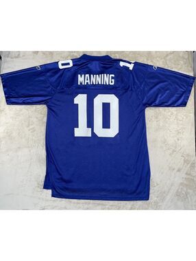 Reebok Eli Manning NY Giants #10Jersey Mens XL Blue Vintage NFL Equipment *Flaw*